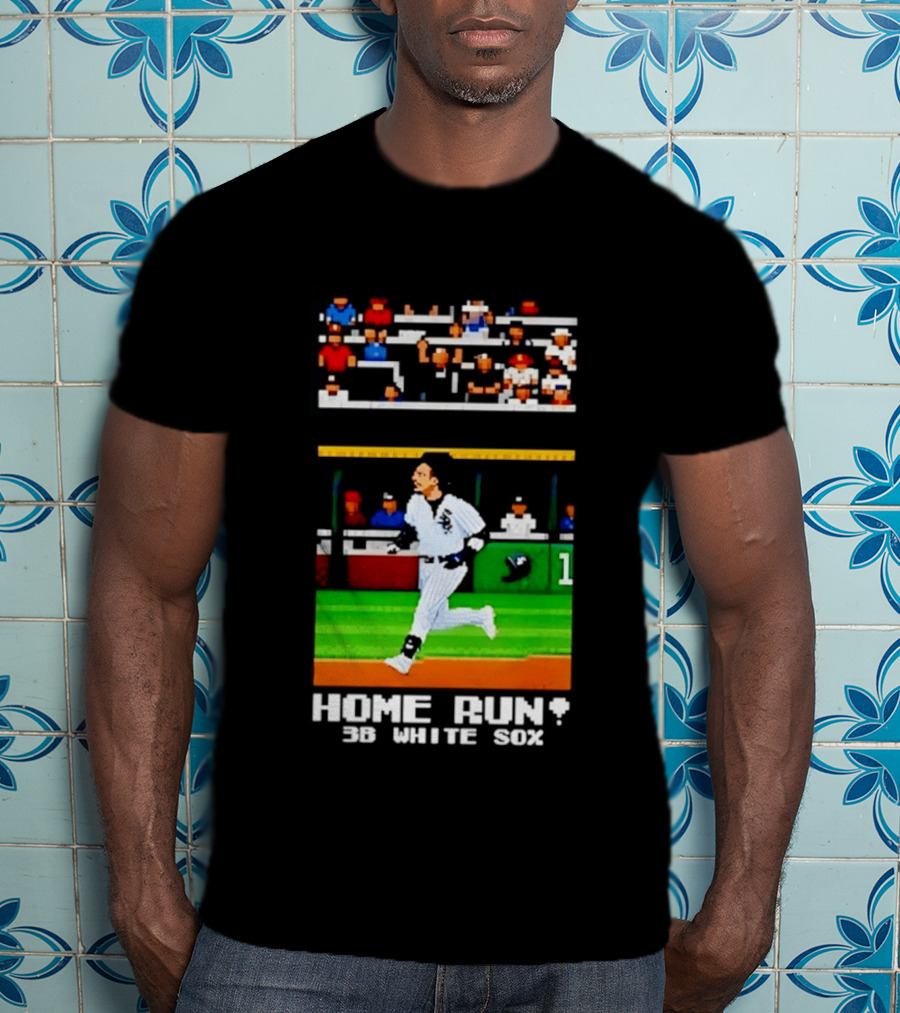 Yoan Moncada Home Run 3B White Sox Pixel Art Baseball Game Scene T-Shirt