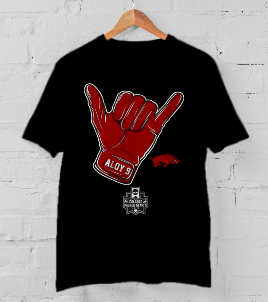Arkansas Razorbacks Aloy 9 NCAA College World Series Shaka Gesture T-Shirt