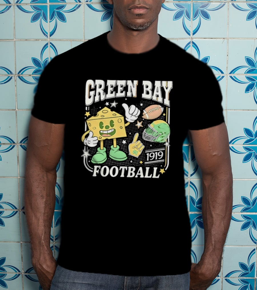 Green Bay 1919 Cheesehead Football Mascot And Gear T-Shirt
