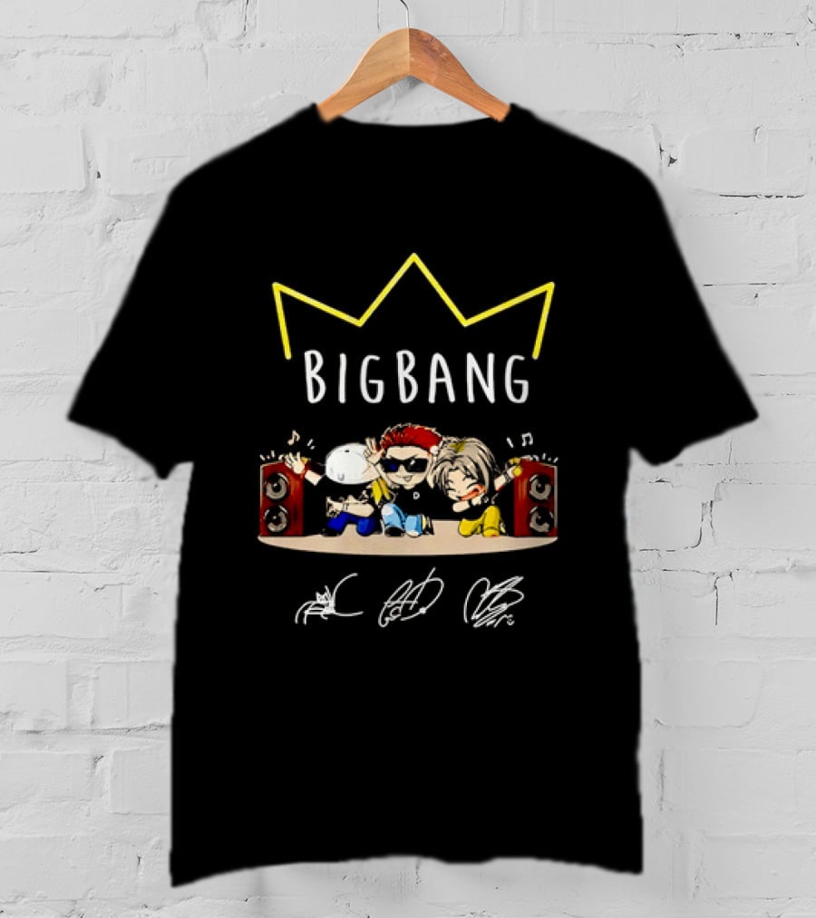 BIGBANG Chibi Characters With Crown And Speaker T-Shirt