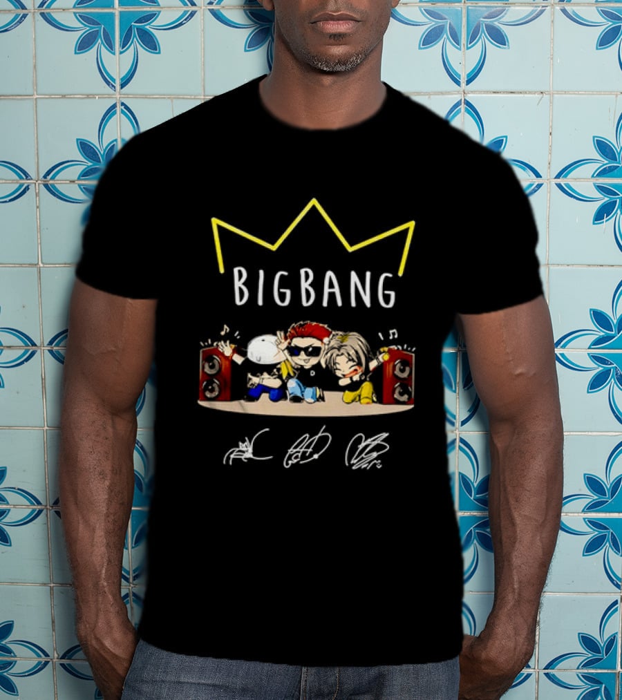 BIGBANG Chibi Characters With Crown And Speaker T-Shirt