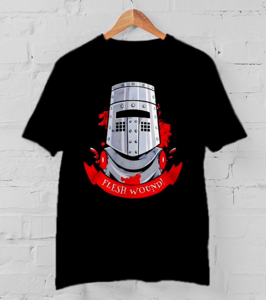 Black Knight Flesh Wound Helmet Monty Python Holy Grail T-Shirt