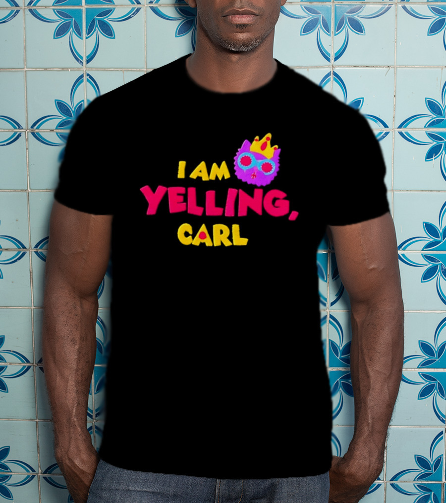 I Am Yelling Carl Cat Meme Colorful Crown Glasses T-Shirt