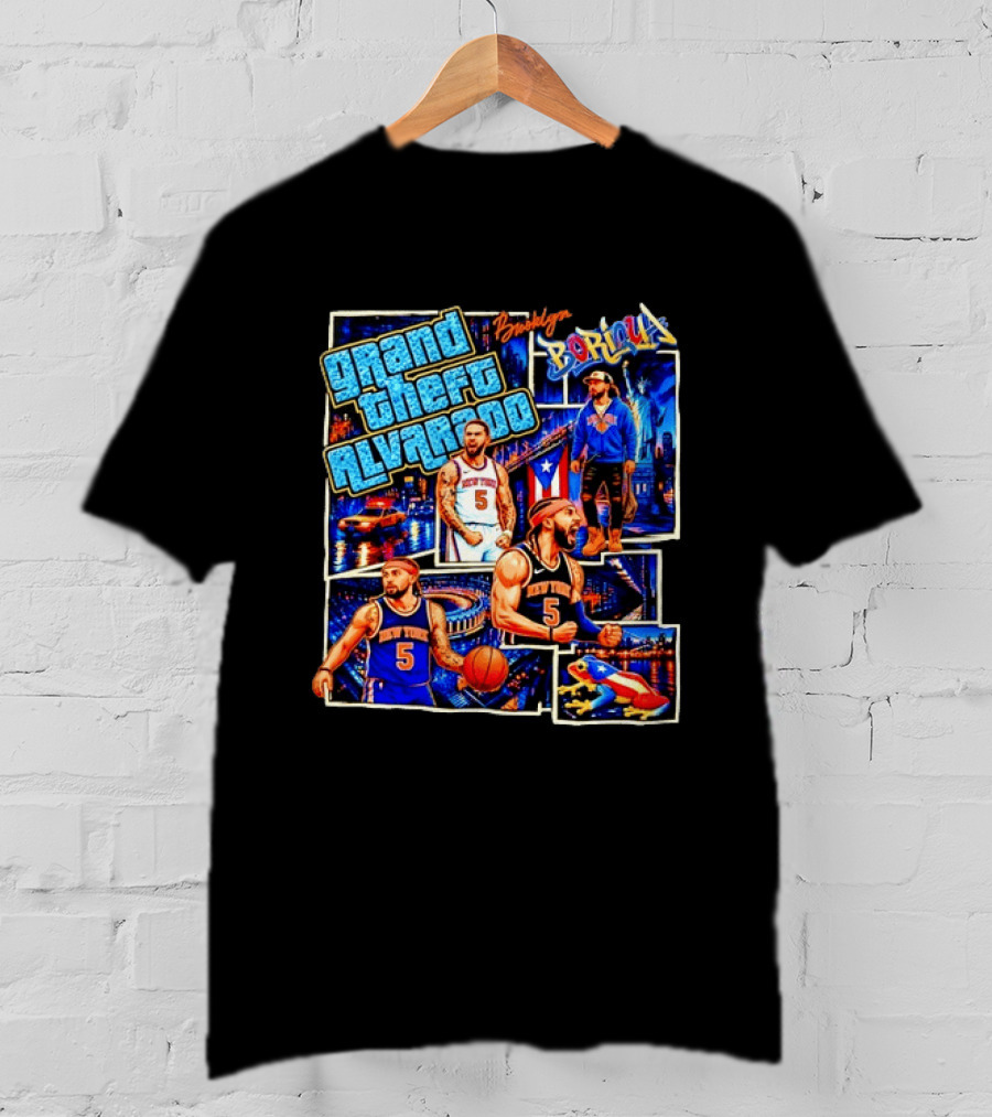 Brooklyn Boricua NY Knicks Grand Theft Alvarado T-Shirt