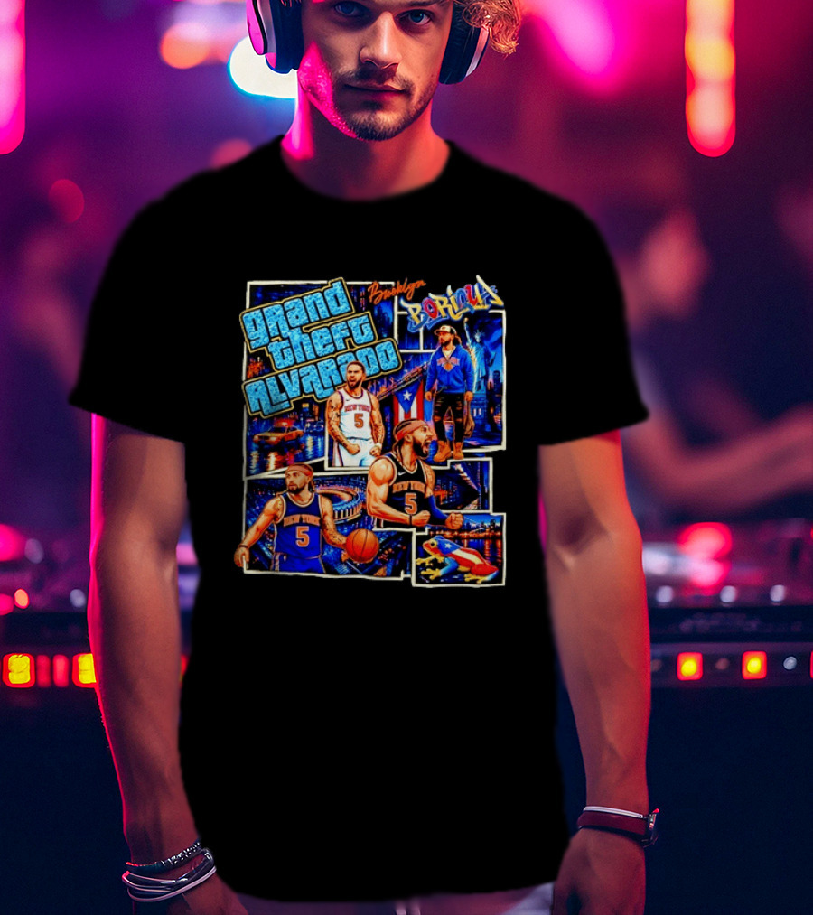 Brooklyn Boricua NY Knicks Grand Theft Alvarado T-Shirt