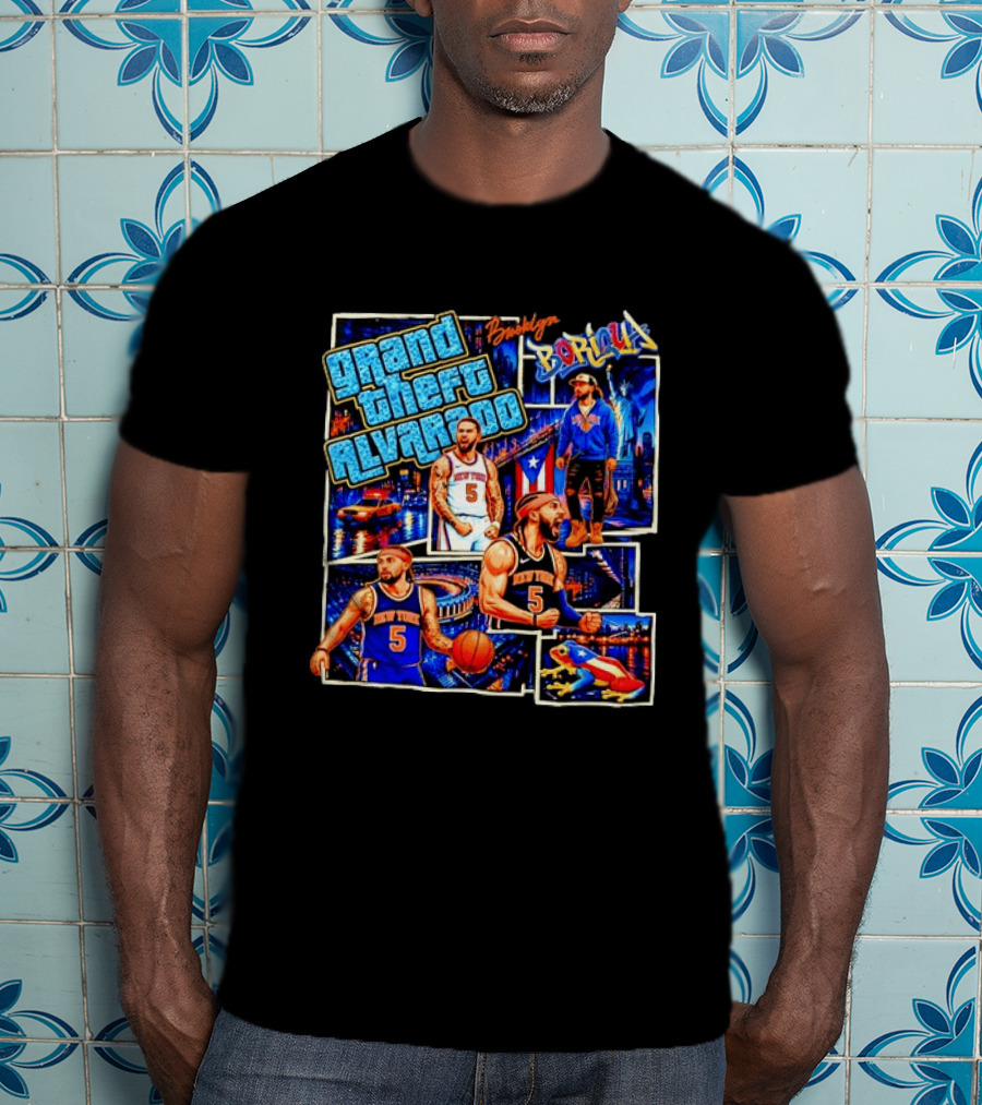 Brooklyn Boricua NY Knicks Grand Theft Alvarado T-Shirt