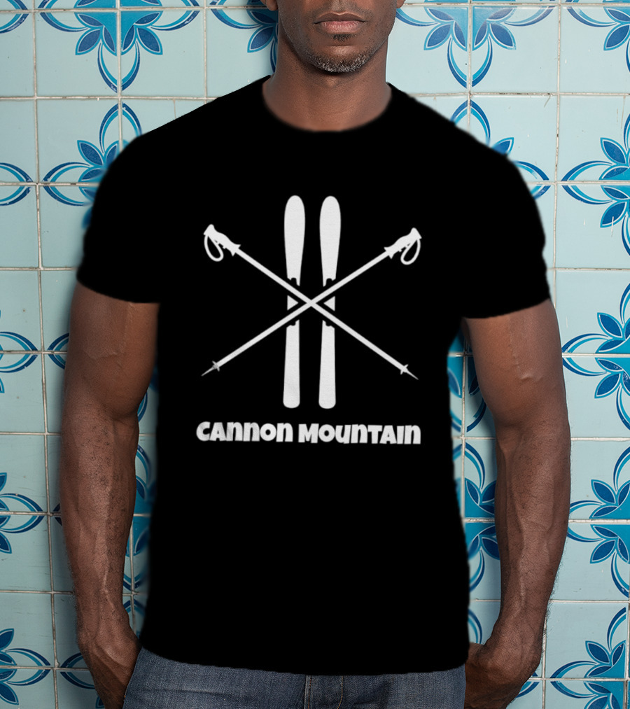 Cannon Mountain Skiing Winter Sports New Hampshire Skis And Poles T-Shirt