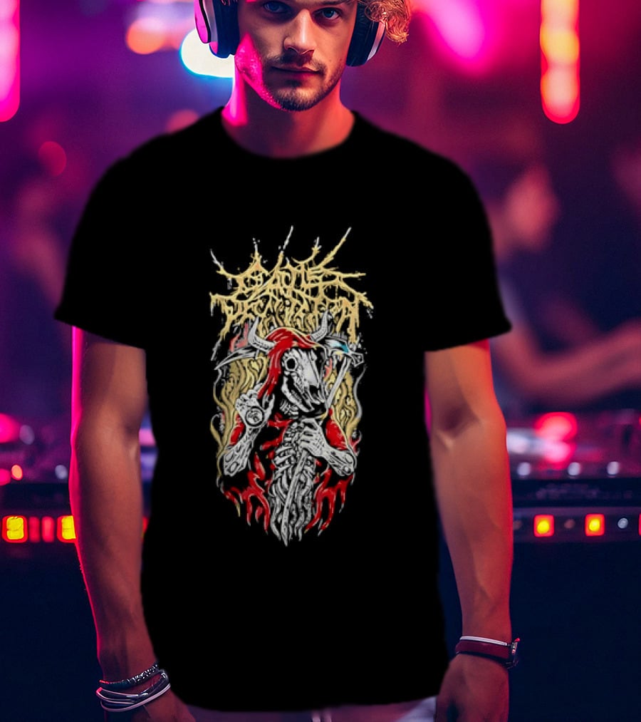 Cattle Decapitation Grim Reaper Skeleton Art Metal Band T-Shirt