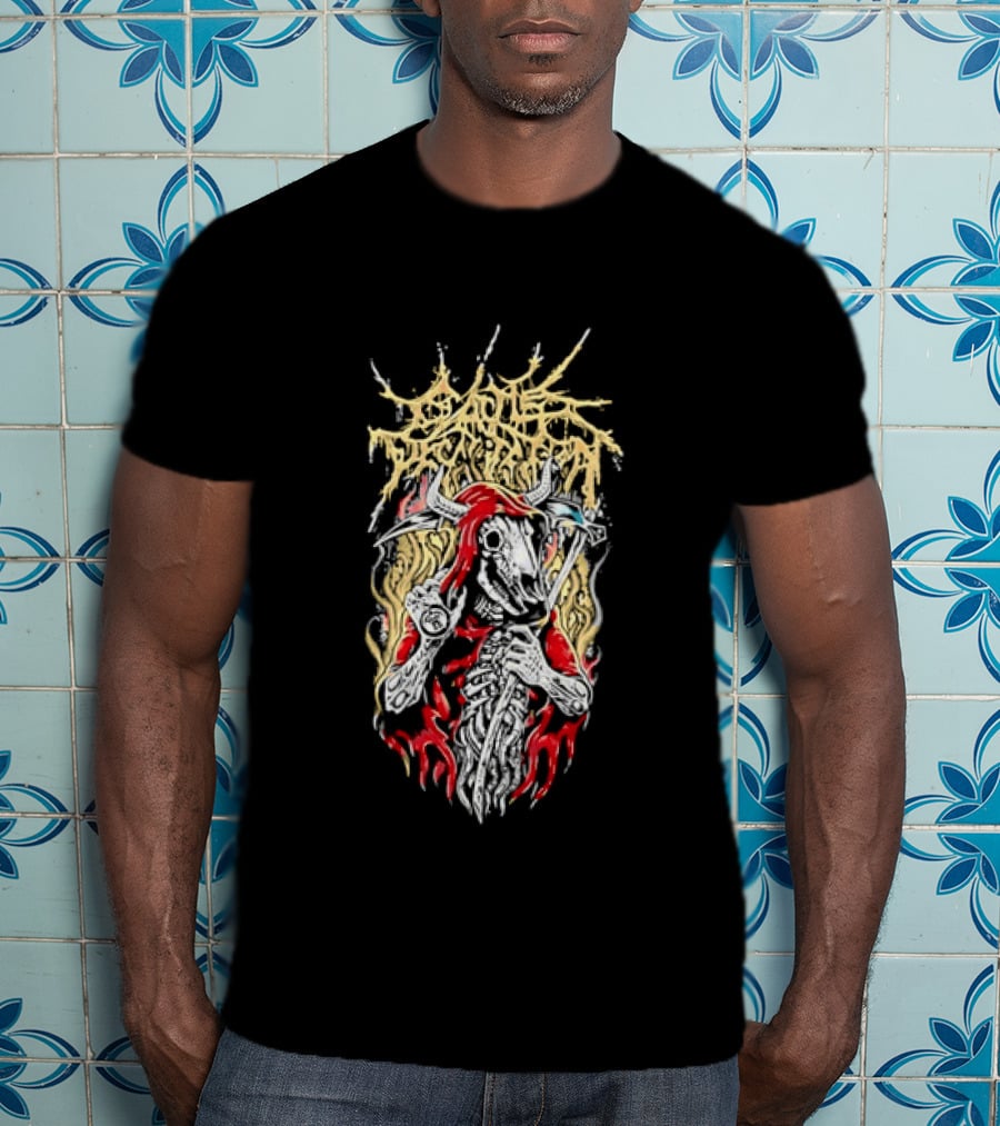 Cattle Decapitation Grim Reaper Skeleton Art Metal Band T-Shirt