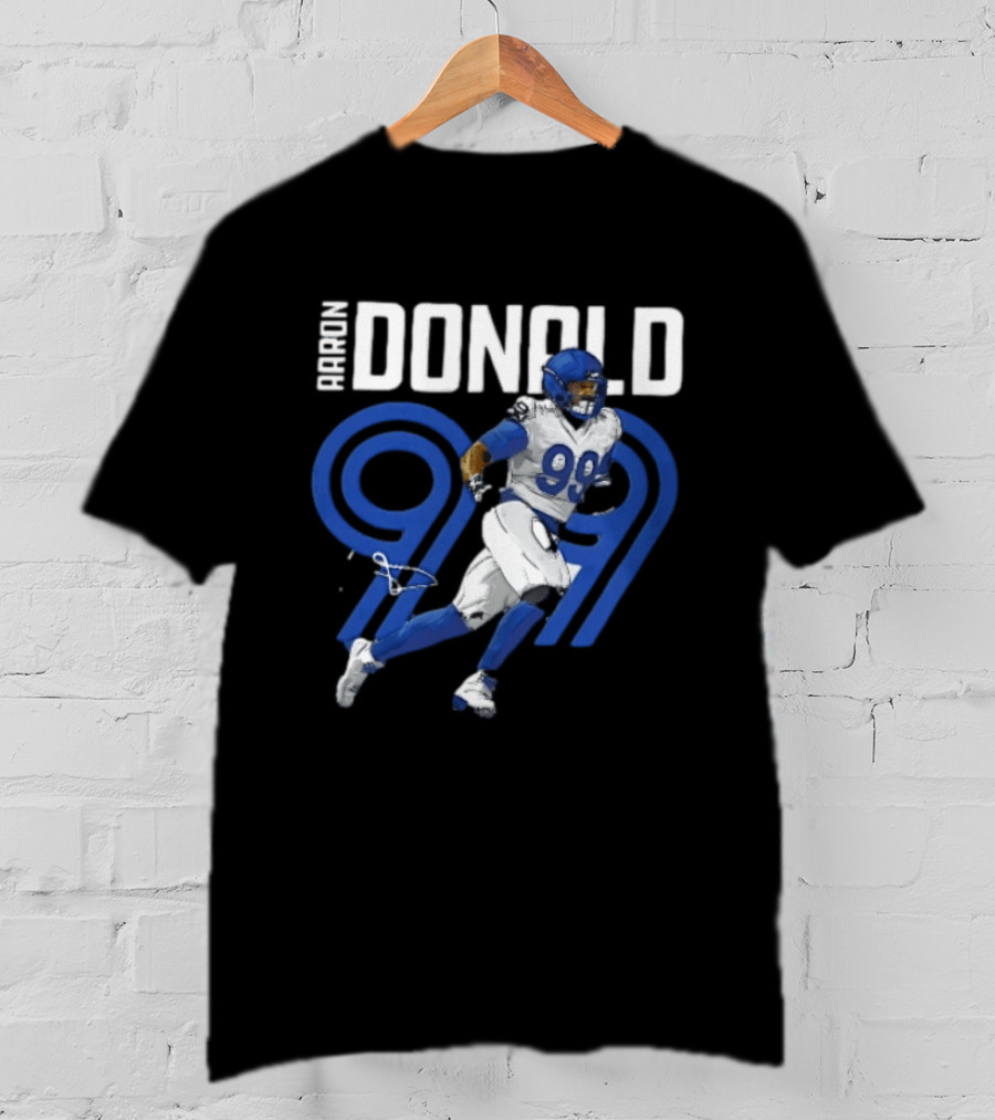 Los Angeles Rams Aaron Donald 99 Blue Running Player T-Shirt
