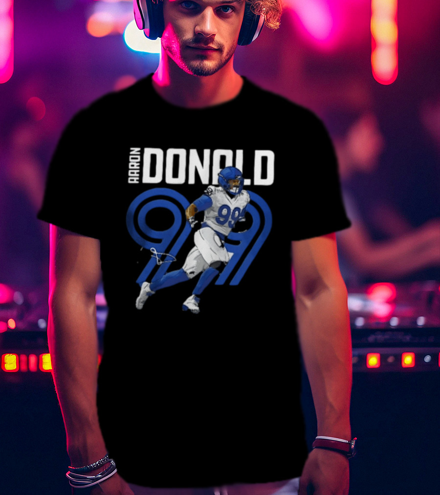 Los Angeles Rams Aaron Donald 99 Blue Running Player T-Shirt