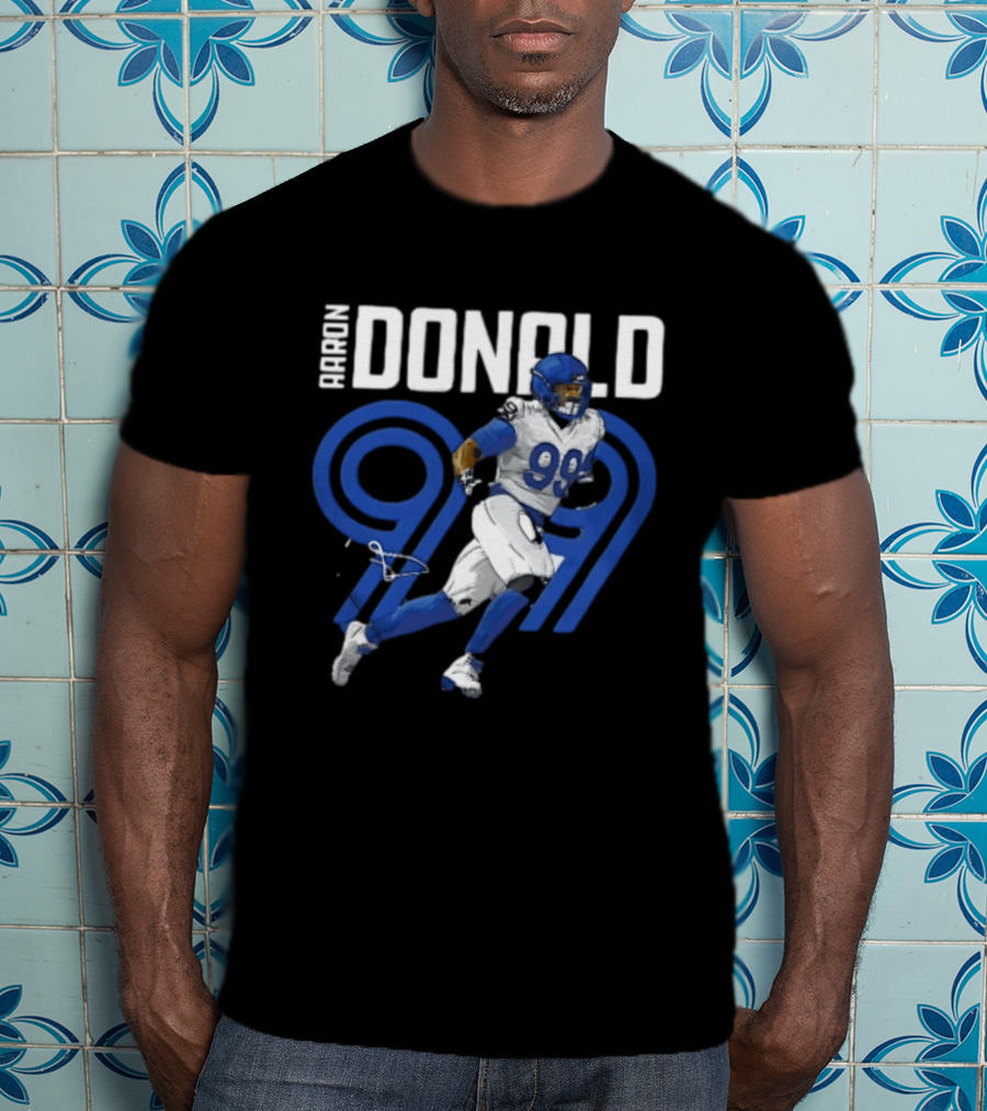 Los Angeles Rams Aaron Donald 99 Blue Running Player T-Shirt