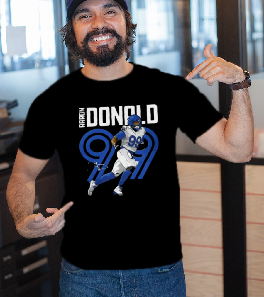 Los Angeles Rams Aaron Donald 99 Blue Running Player T-Shirt