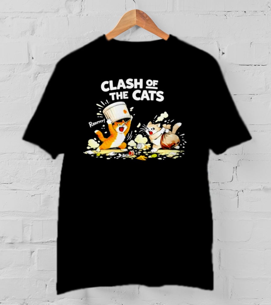 Clash Of The Cats Funny Fighting Kittens Playful Chaos T-Shirt