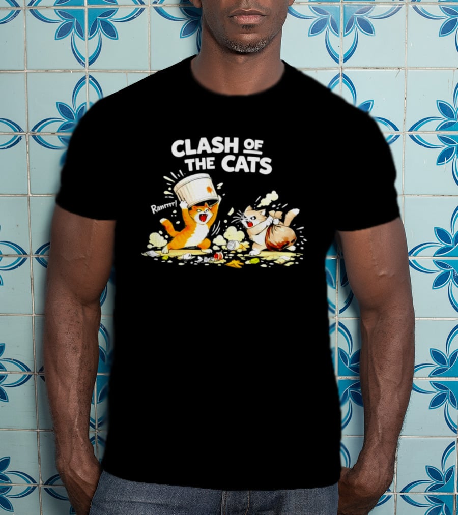 Clash Of The Cats Funny Fighting Kittens Playful Chaos T-Shirt