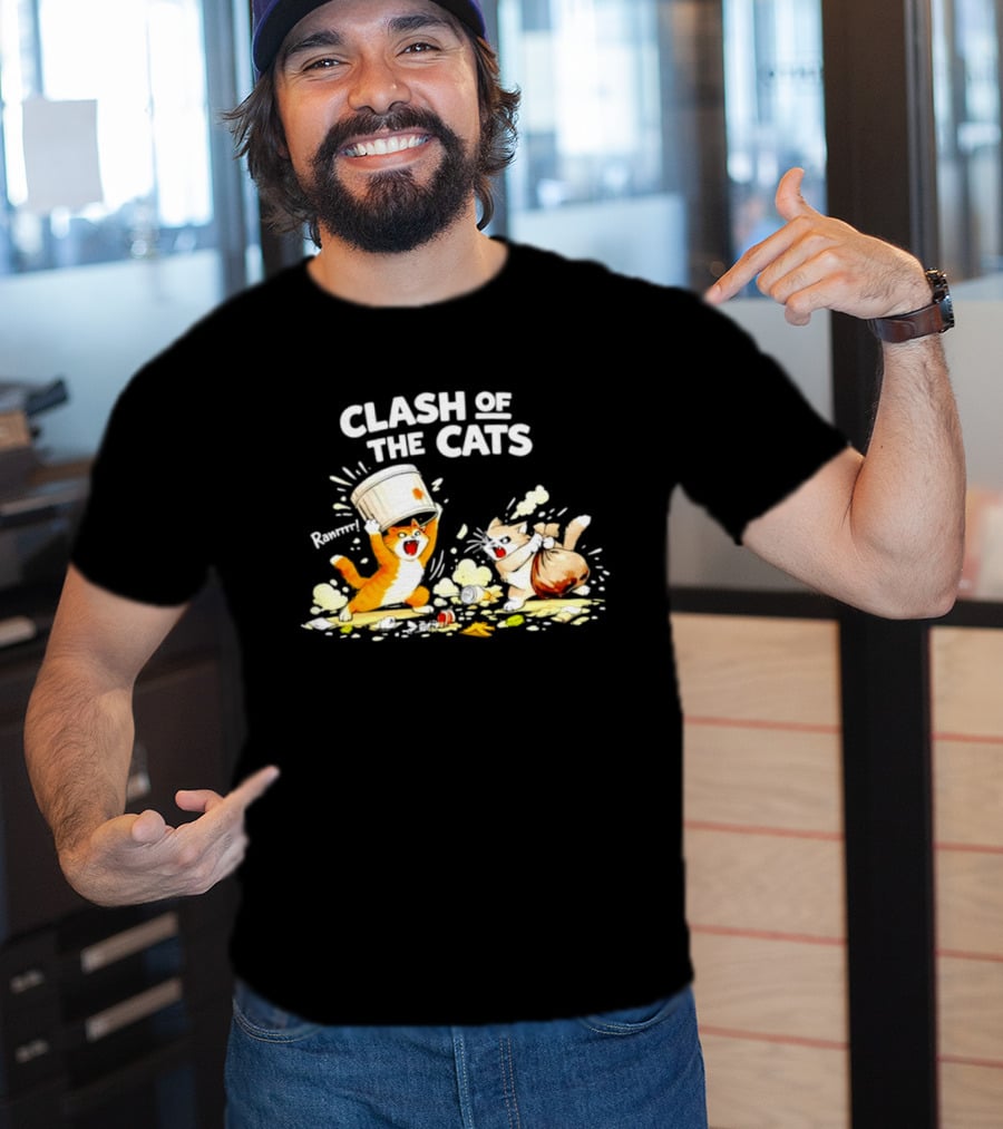 Clash Of The Cats Funny Fighting Kittens Playful Chaos T-Shirt