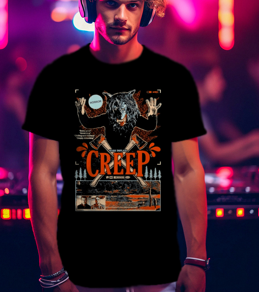 Creep Mark Duplass Horror Movie With Wolf Axe And Trees T-Shirt