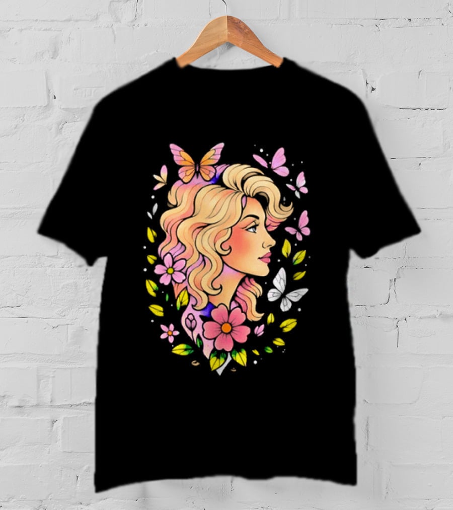 Dolly Parton Floral Butterfly Country Music T-Shirt