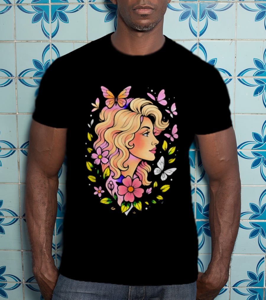 Dolly Parton Floral Butterfly Country Music T-Shirt