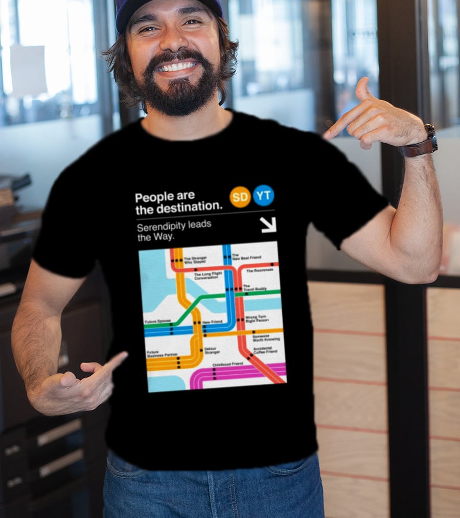Seek Discomfort Serendipity Leads The Way People Are The Destination Black T-Shirt