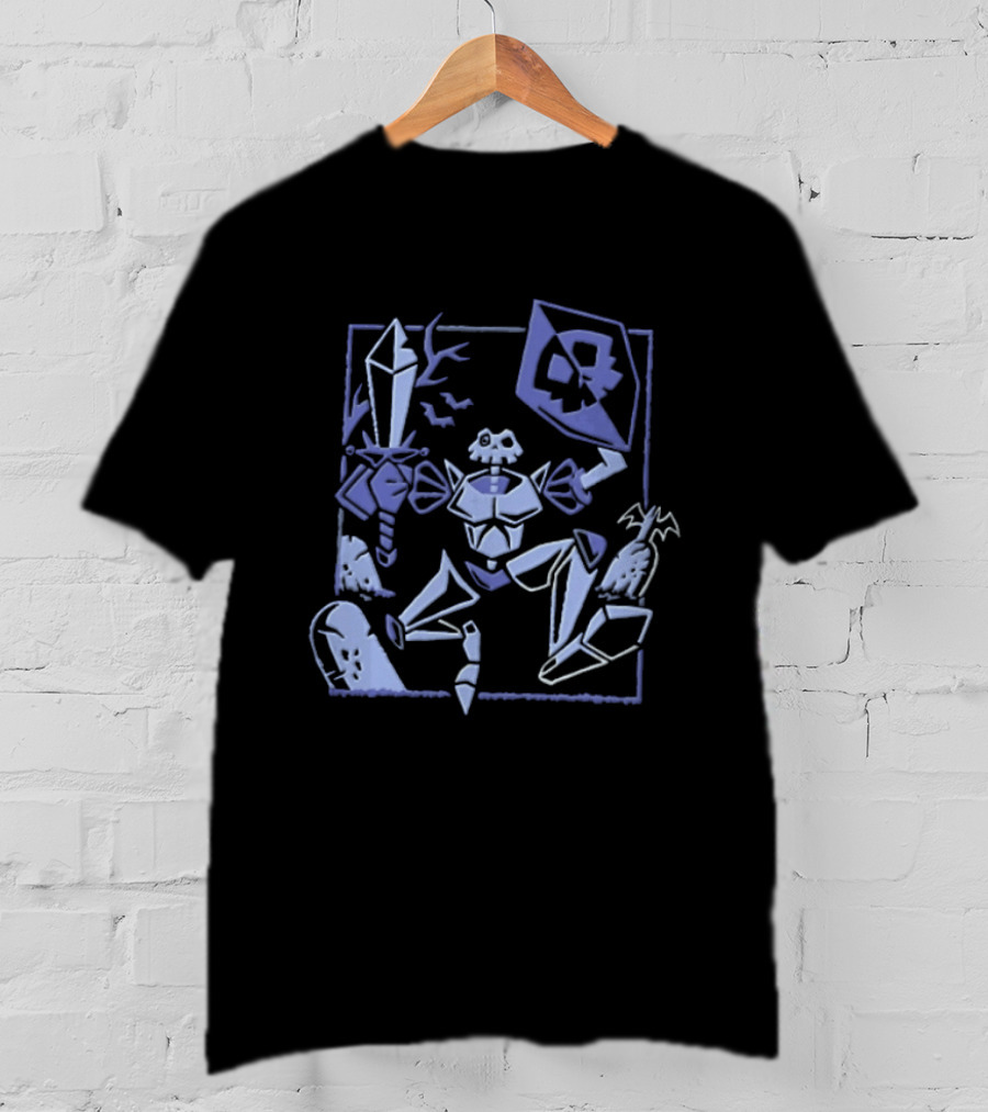 Skeleton Knight With Sword And Shield In Graveyard Gaming Adventure T-Shirt