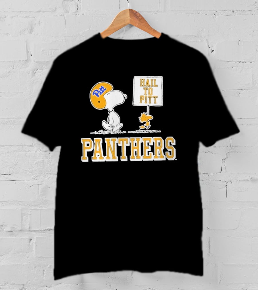 Snoopy Woodstock Hail To Pitt Panthers Peanuts Football Fan T-Shirt