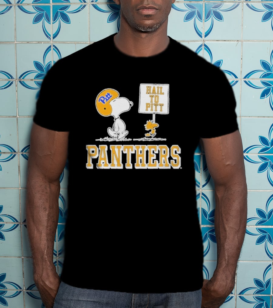 Snoopy Woodstock Hail To Pitt Panthers Peanuts Football Fan T-Shirt