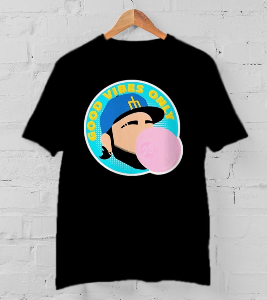 Seattle Mariners Eugenio Suarez Good Vibes Only 28 Baseball Bubblegum T-Shirt
