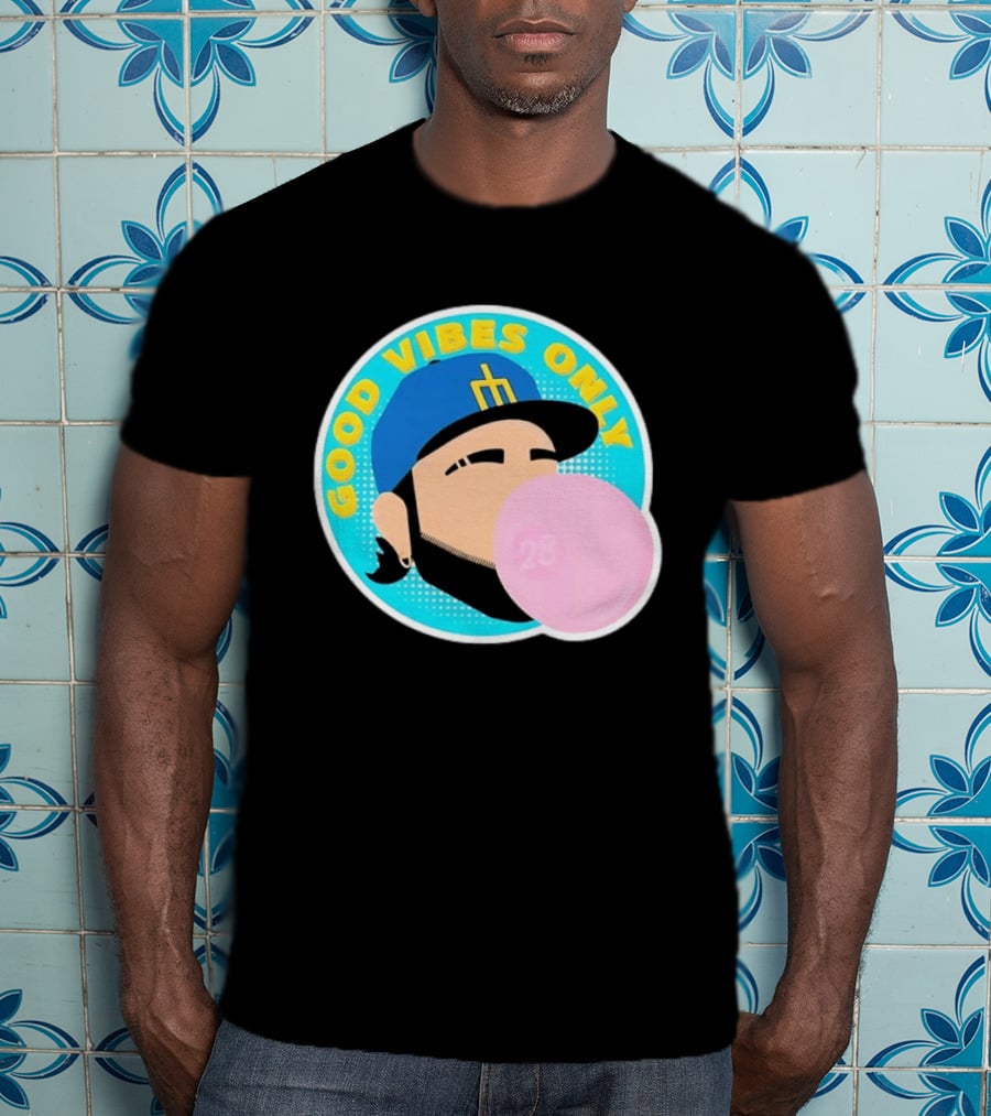 Seattle Mariners Eugenio Suarez Good Vibes Only 28 Baseball Bubblegum T-Shirt