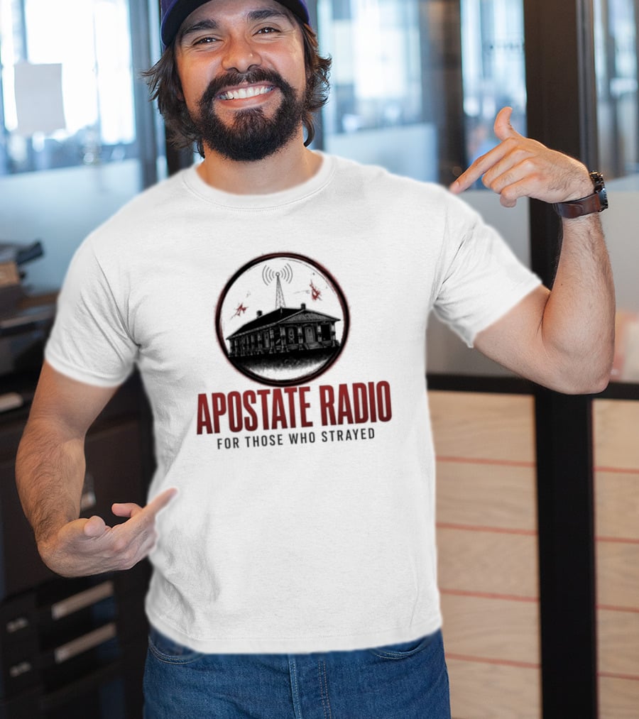 Apostate Radio For Those Who Strayed Podcast Broadcasting Symbolic Antenna And Flames T-Shirt