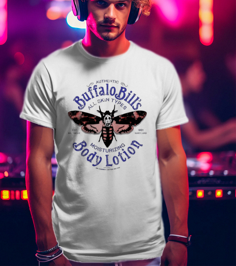 Authentic Buffalo Bill's All Skin Types Moisturizing Body Lotion Moth T-Shirt