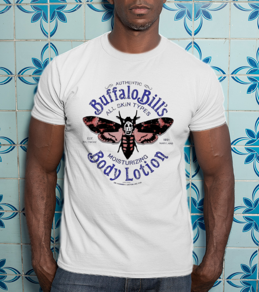 Authentic Buffalo Bill's All Skin Types Moisturizing Body Lotion Moth T-Shirt