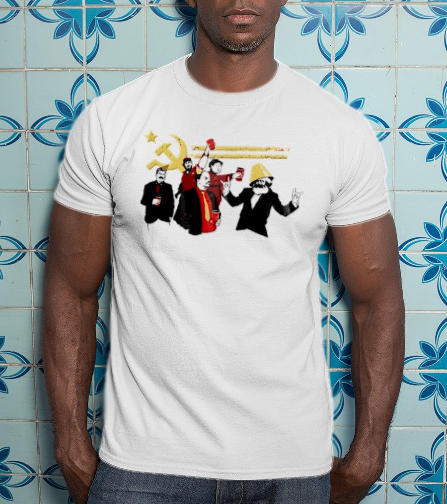 Communist Leaders Party Hammer Sickle Red Cups Star T-Shirt