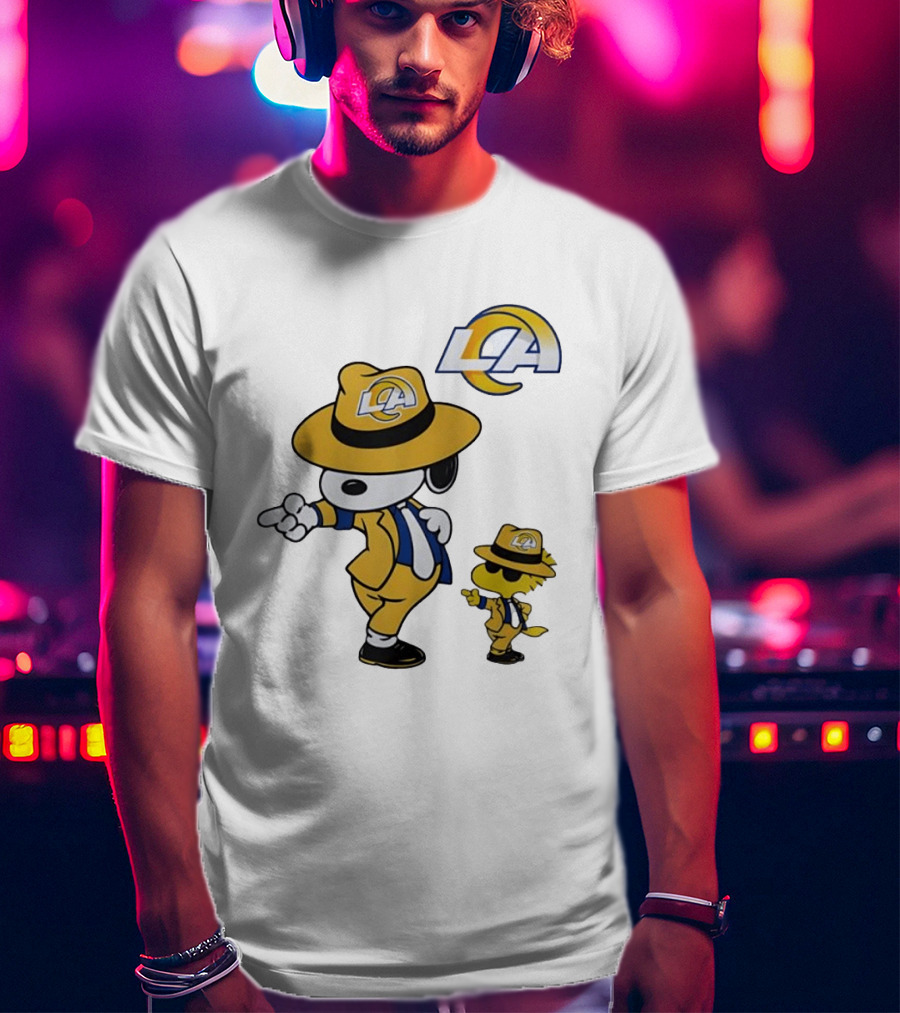 Los Angeles Rams Snoopy Woodstock LA Collaboration Dancing T-Shirt
