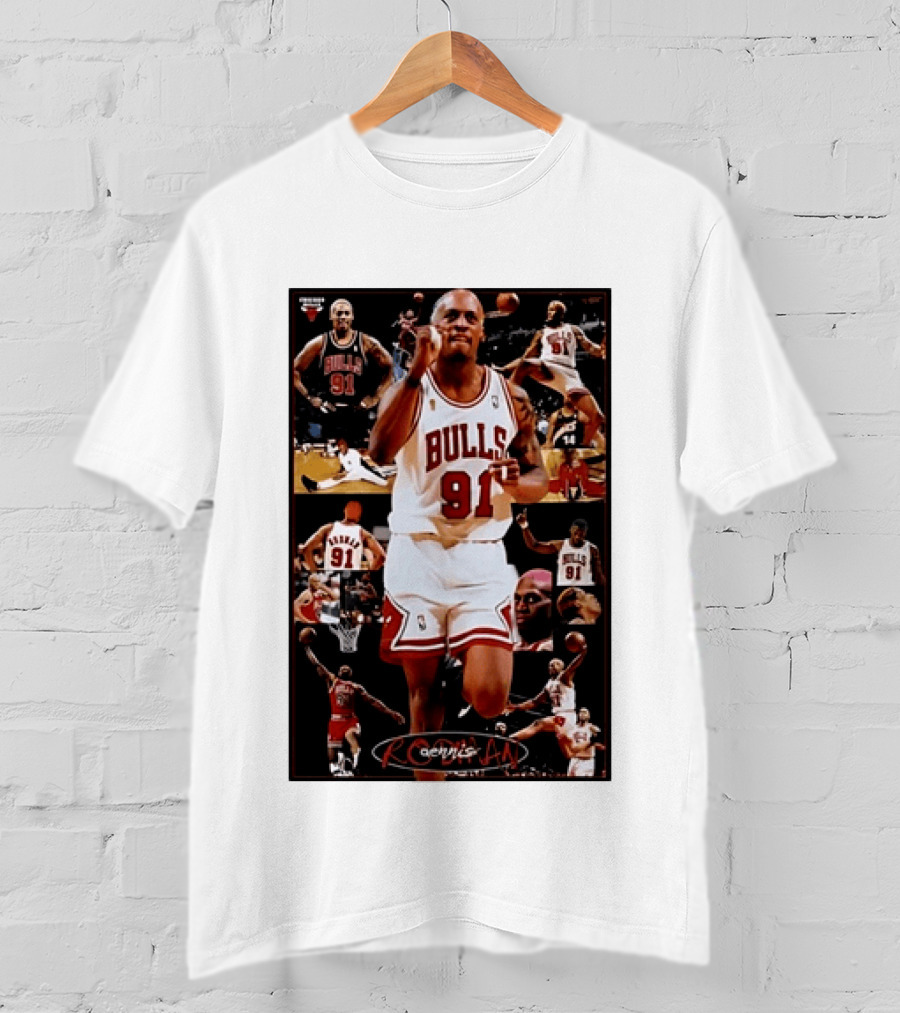 Dennis Rodman Chicago Bulls 91 Iconic NBA Basketball Highlights T-Shirt