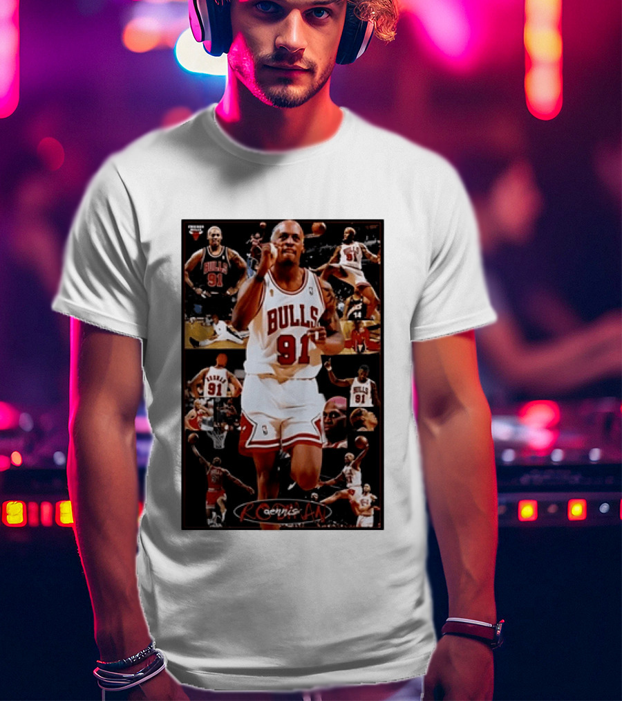 Dennis Rodman Chicago Bulls 91 Iconic NBA Basketball Highlights T-Shirt