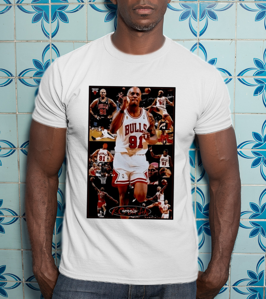 Dennis Rodman Chicago Bulls 91 Iconic NBA Basketball Highlights T-Shirt