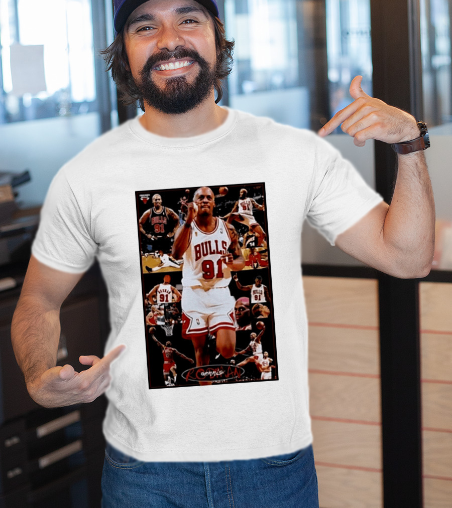 Dennis Rodman Chicago Bulls 91 Iconic NBA Basketball Highlights T-Shirt