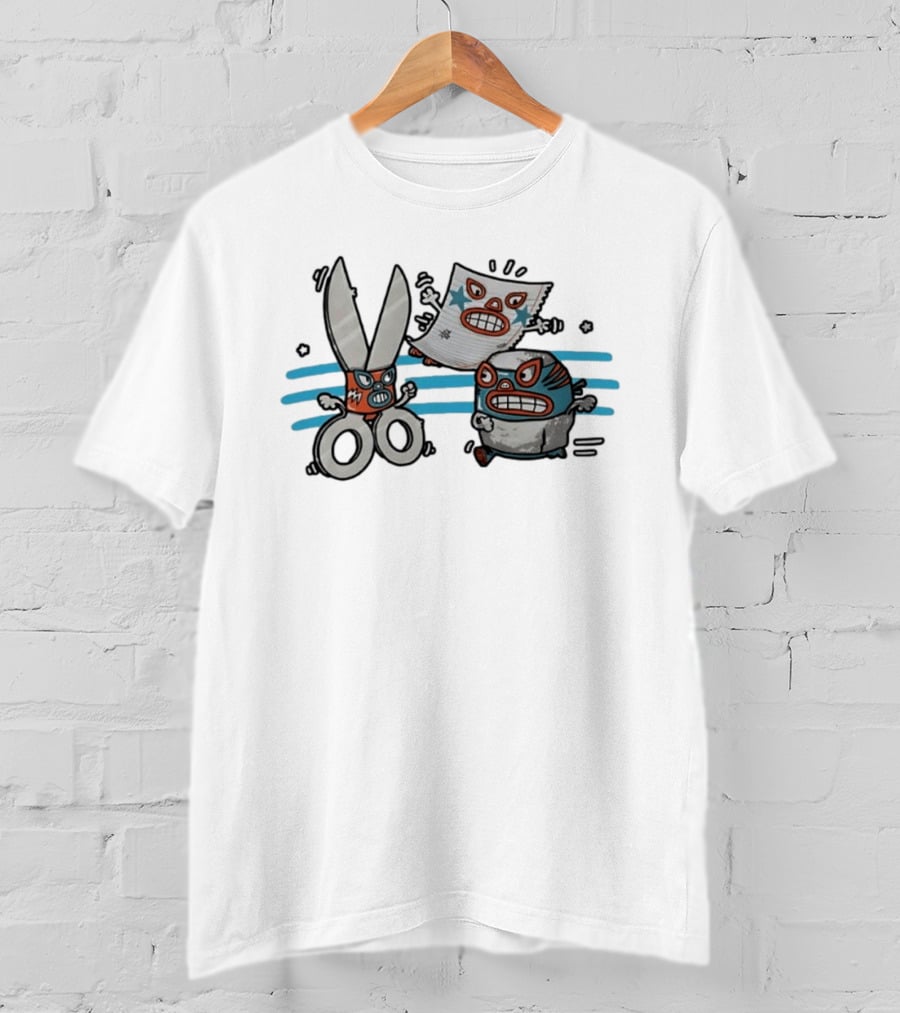 Lucha Libre Rock Paper Scissors Game Luchador Battle Characters T-Shirt
