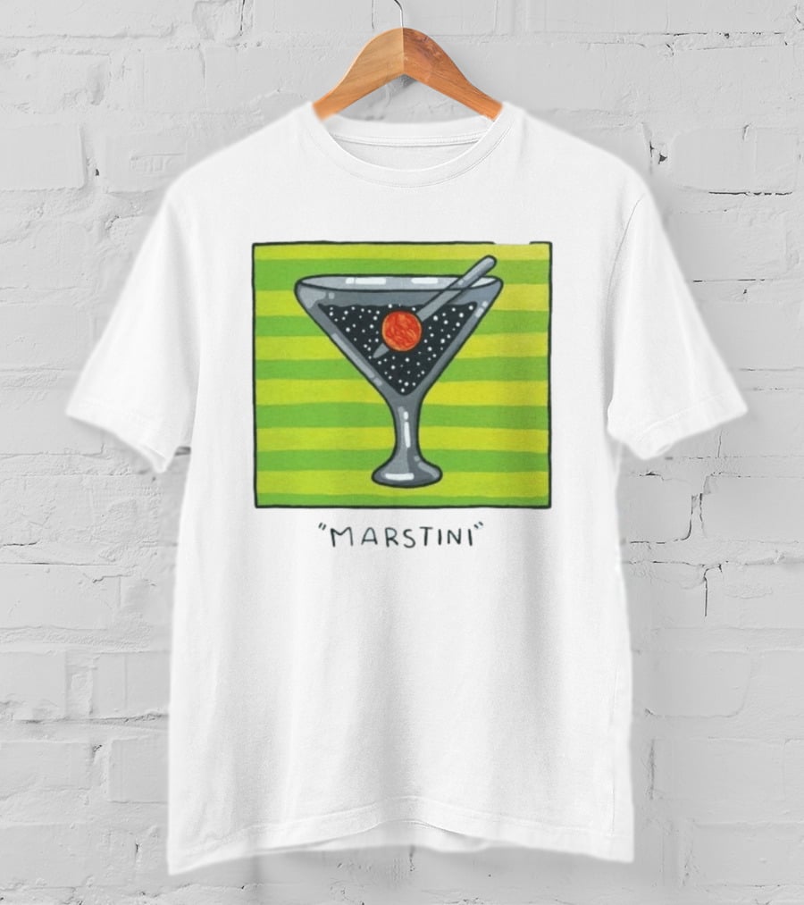 Marstini Planet Martini Cocktail Mars Space Themed Drink T-Shirt