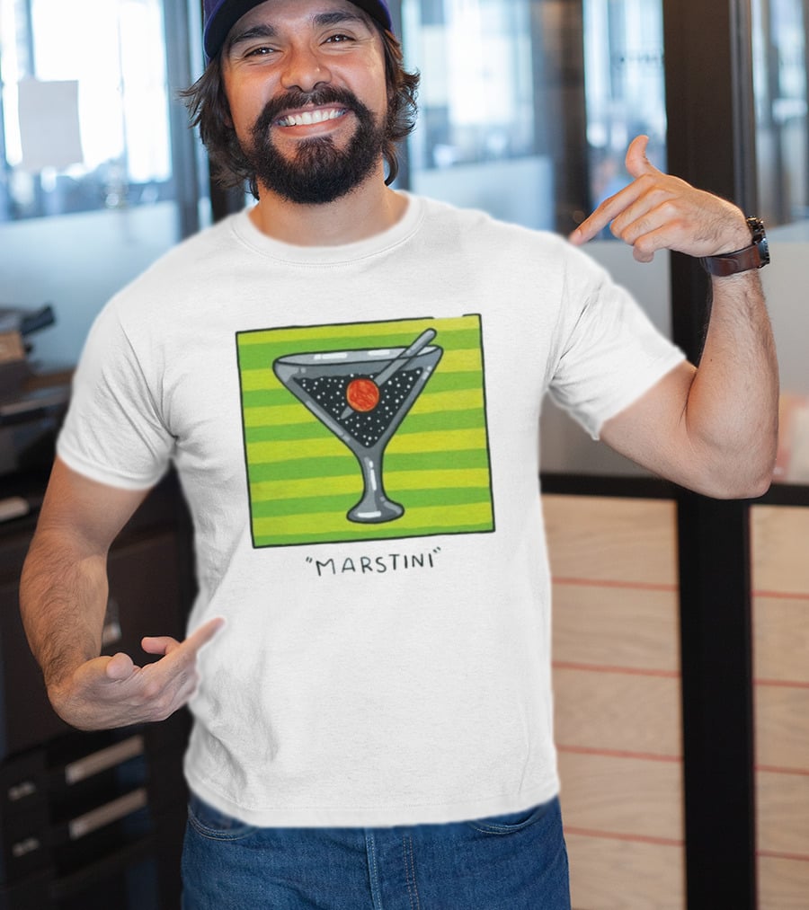 Marstini Planet Martini Cocktail Mars Space Themed Drink T-Shirt