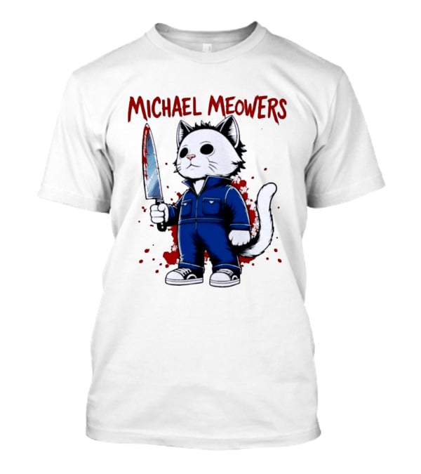 Michael Meowers Halloween Slasher Cat With Knife T-Shirt