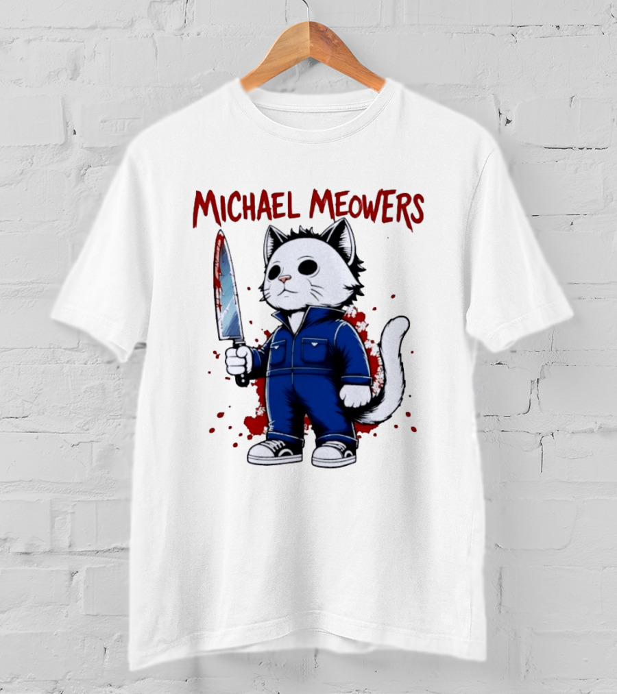 Michael Meowers Halloween Slasher Cat With Knife T-Shirt