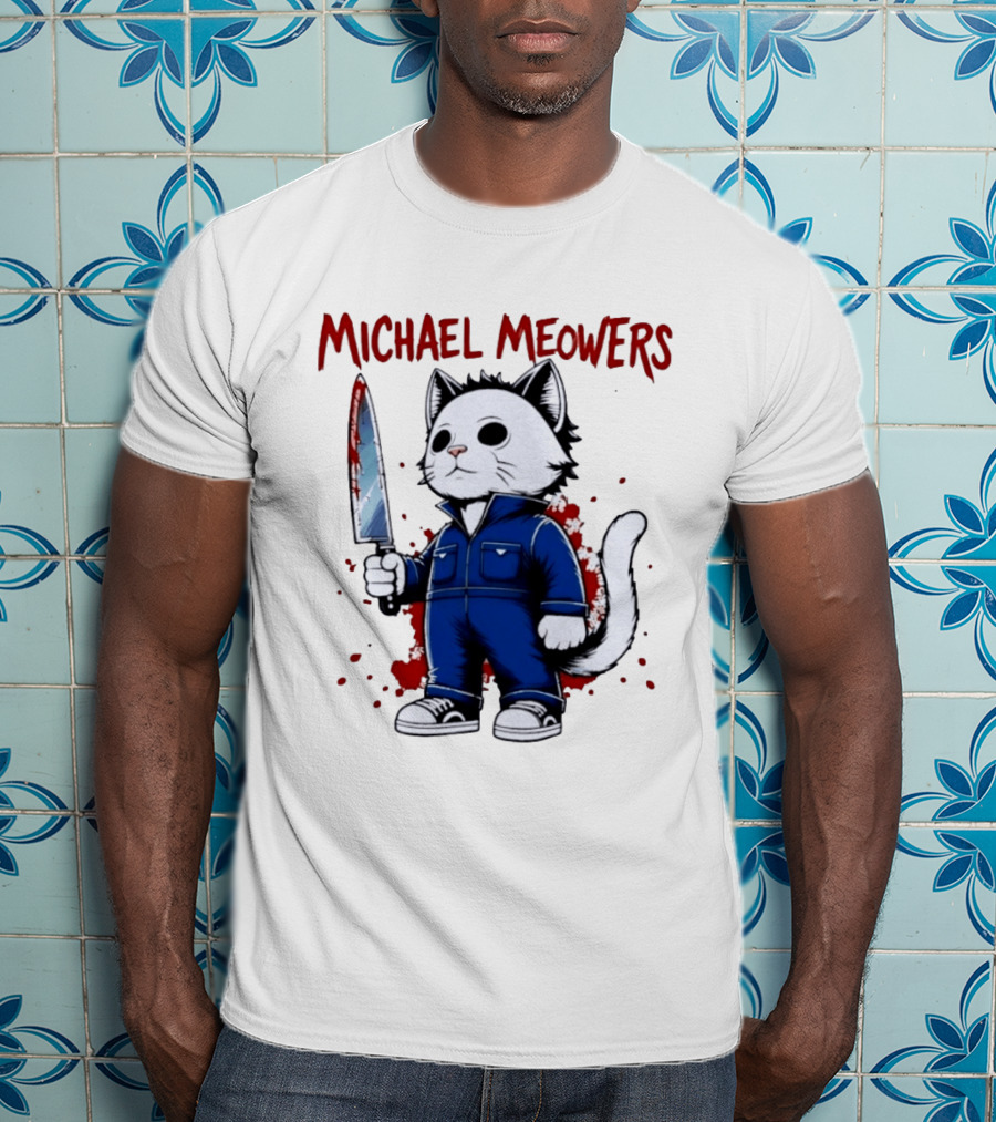 Michael Meowers Halloween Slasher Cat With Knife T-Shirt