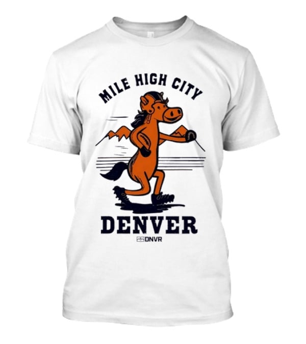 Mile High City Denver Broncos DNVR Retro Horse Running Football T-Shirt