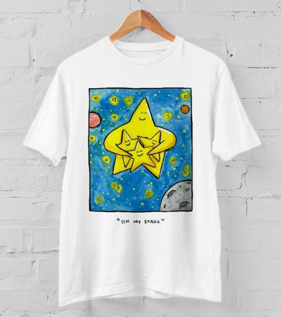 Oh My Stars Family Of Stars Celestial Background With Planets And Hearts T-Shirt