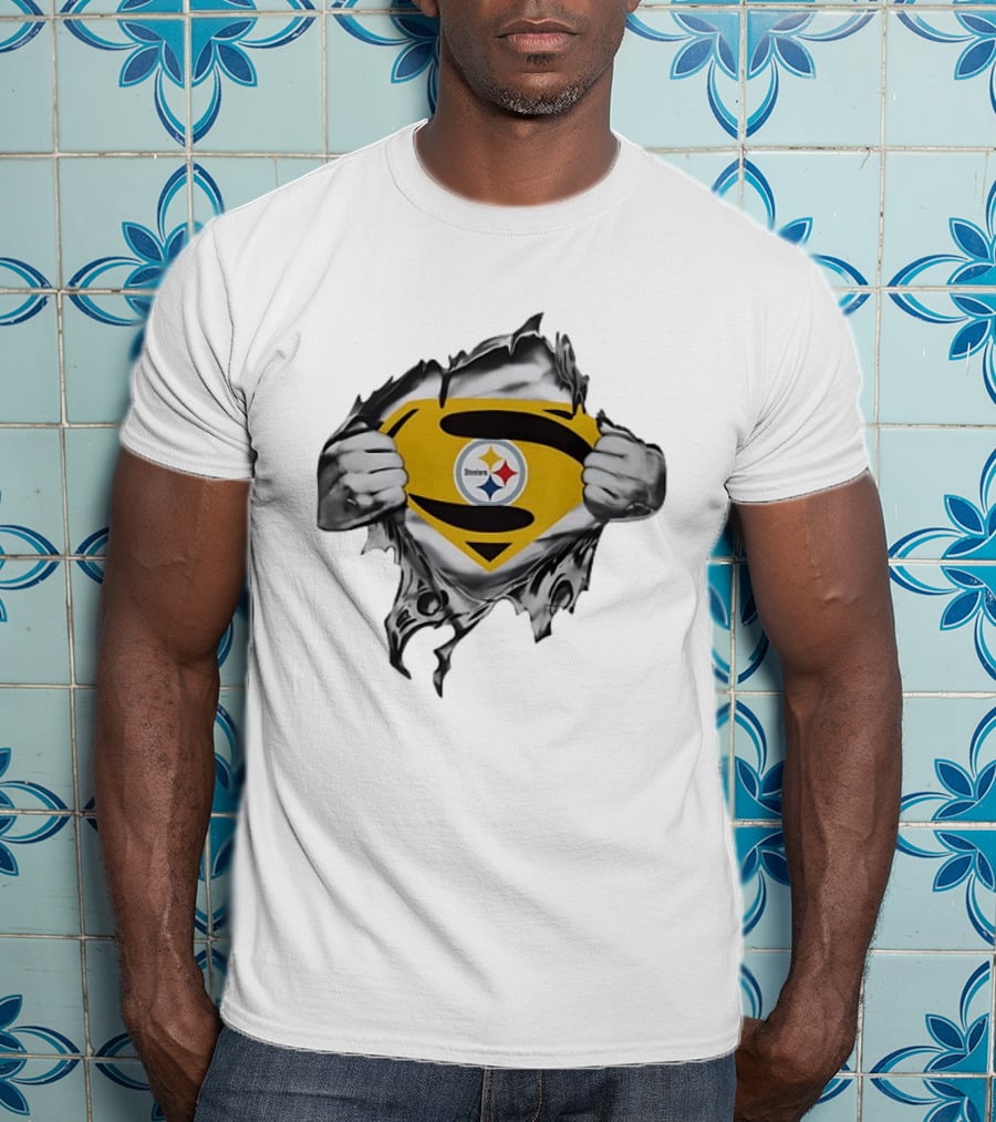 Pittsburgh Steelers Superman Chest Rip T-Shirt