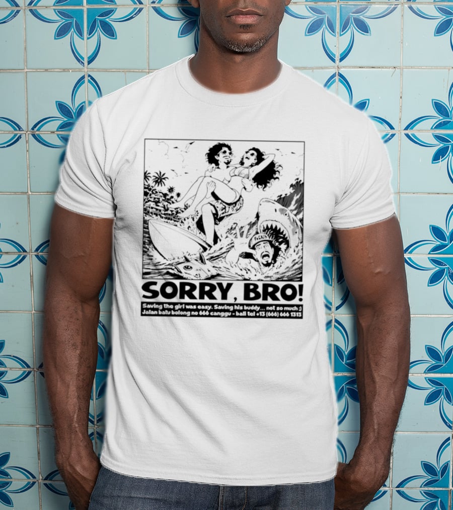 Sorry Bro Saving The Girl Was Easy Saving His Buddy Not So Much Vintage Comic Style Rescue Scene T-Shirt