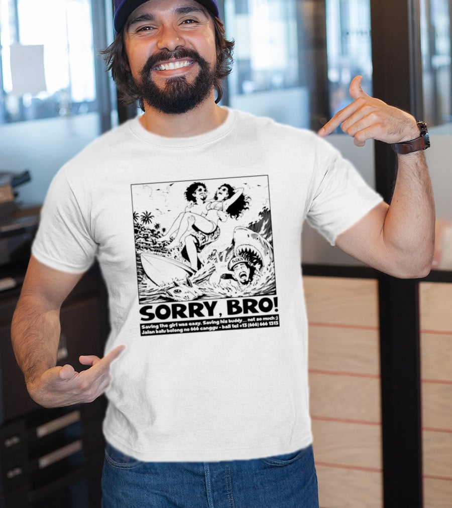 Sorry Bro Saving The Girl Was Easy Saving His Buddy Not So Much Vintage Comic Style Rescue Scene T-Shirt