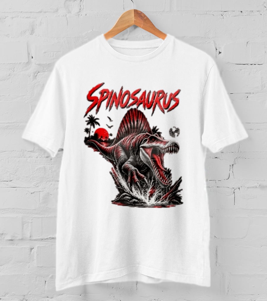 Spinosaurus Late Cretaceous 112 93 Million Years Ago Apex Predator Dinosaur Tropical Scene T-Shirt
